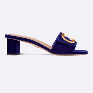 Dior Women CD C'est Dior Heeled Slide Cobalt Blue Velvet 5 CM Heel