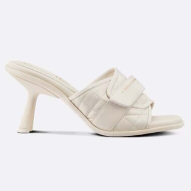 Dior Women CD Dio(r)evolution Heeled Slide White Quilted Cannage Calfskin