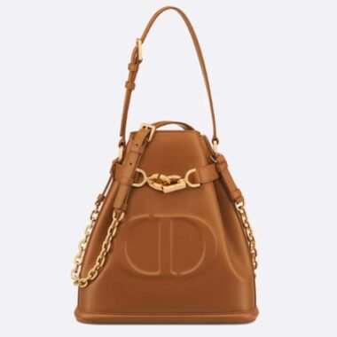 Dior Women CD Medium C'est Dior Bag Golden Saddle CD-Embossed Calfskin