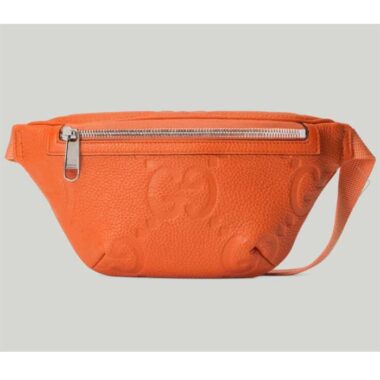 Gucci Unisex Jumbo GG Small Belt Bag Orange Leather Zip Closure