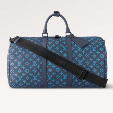 Louis Vuitton LV Unisex Keepall Bandoulière 50 Navy River Blue Calf Leather Cowhide