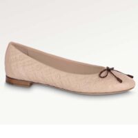 Louis Vuitton LV Women Nina Flat Ballerina Nude Pink Monogram Embossed Calf Leather Bow (2)