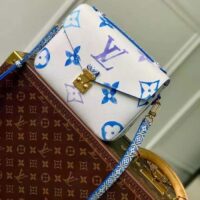 Louis Vuitton LV Women Pochette Métis MM Blue Monogram Coated Canvas (7)