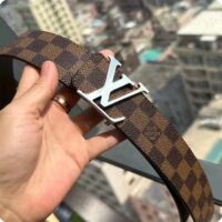 Louis Vuitton Unisex LV Initiales 40mm Reversible Belt Brown Damier Ebene Canvas (9)