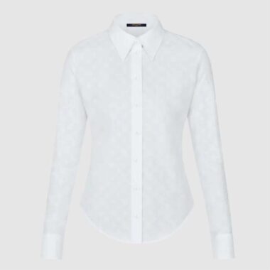 Louis Vuitton Women LV Long Sleeved Fitted Shirt Cotton Blanc Optique White Regular Fit