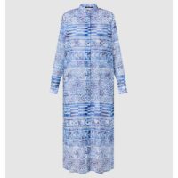 Louis Vuitton Women LV Monogram Tile Long Shirt Dress Cotton Blue White Regular Fit