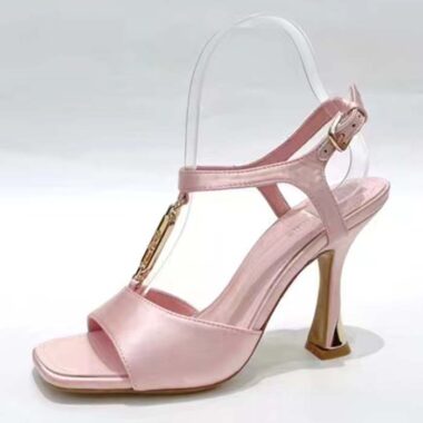 Louis Vuitton Women LV Sparkle Sandal Pink Calfskin Leather Outsole 9.5 CM Heel