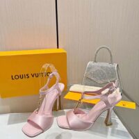 Louis Vuitton Women LV Sparkle Sandal Pink Calfskin Leather Outsole 9.5 CM Heel (5)