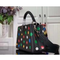 Louis Vuitton Women LV x YK Capucines MM Black Taurillon Bull Calf Leather 3D Painted Dots Print (10)