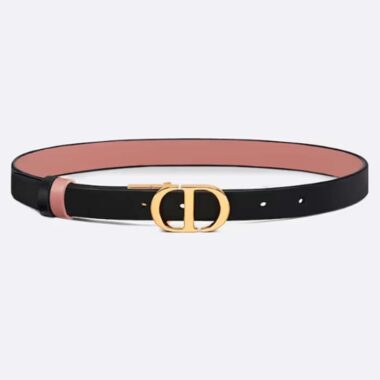 Dior CD Unisex 30 Montaigne Reversible Belt Black Ethereal Pink Smooth Calfskin 20 MM Width