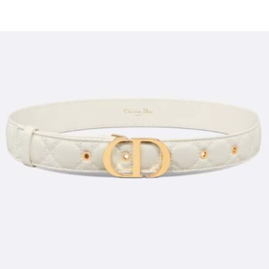 Dior Unisex CD 30 Montaigne Belt Latte Cannage Calfskin 3 CM Width