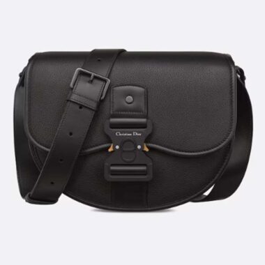 Dior Unisex CD Gallop Bag Strap Black Grained Calfskin