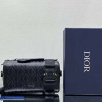 Dior Unisex CD Lingot Pouch Black CD Diamond Canvas Smooth Calfskin (10)