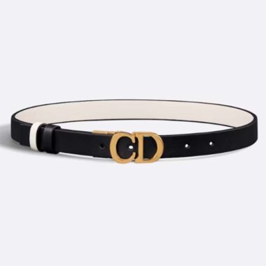 Dior Unisex CD Reversible Saddle Belt Golden Saddle Black Latte Smooth Calfskin