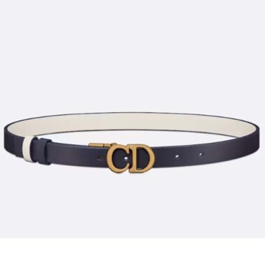 Dior Unisex CD Reversible Saddle Belt Golden Saddle Blue Latte Smooth Calfskin