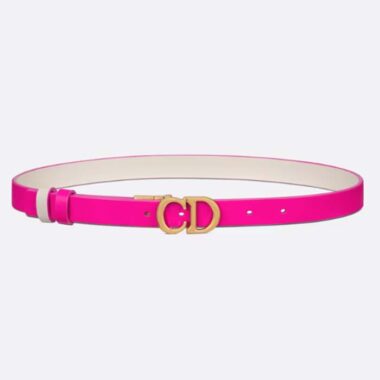 Dior Unisex CD Reversible Saddle Belt Golden Saddle Rani Pink Latte Smooth Calfskin