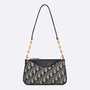 Dior Women CD 30 Montaigne Avenue Mini Bag Blue Dior Oblique Jacquard