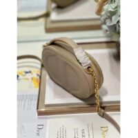 Dior Women CD Signature Oval Camera Bag Caramel Beige Calfskin Embossed (3)