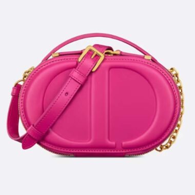 Dior Women CD Signature Oval Camera Bag Rani Pink Calfskin Embossed