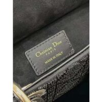 Dior Women CD Small Lady D-Joy Bag Black Cannage Cotton Micropearl Embroidery (8)