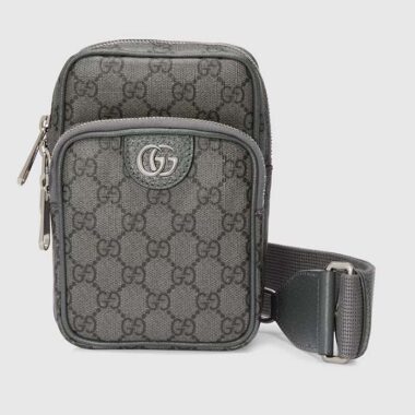 Gucci Unisex Ophidia GG Mini Bag Grey Black GG Supreme Canvas Double G