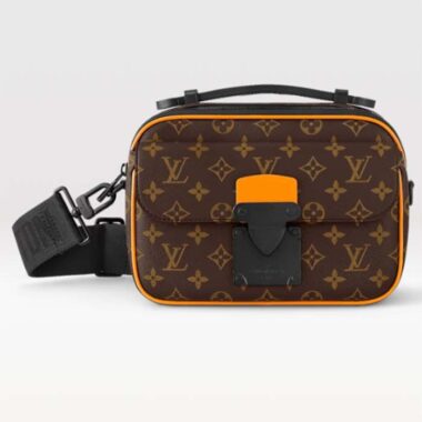 Louis Vuitton LV Unisex S Lock Messenger Brown Radiant Sun Monogram Macassar Coated Canvas