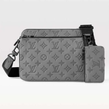 Louis Vuitton LV Unisex Trio Messenger Anthracite Gray Calf Leather Cowhide