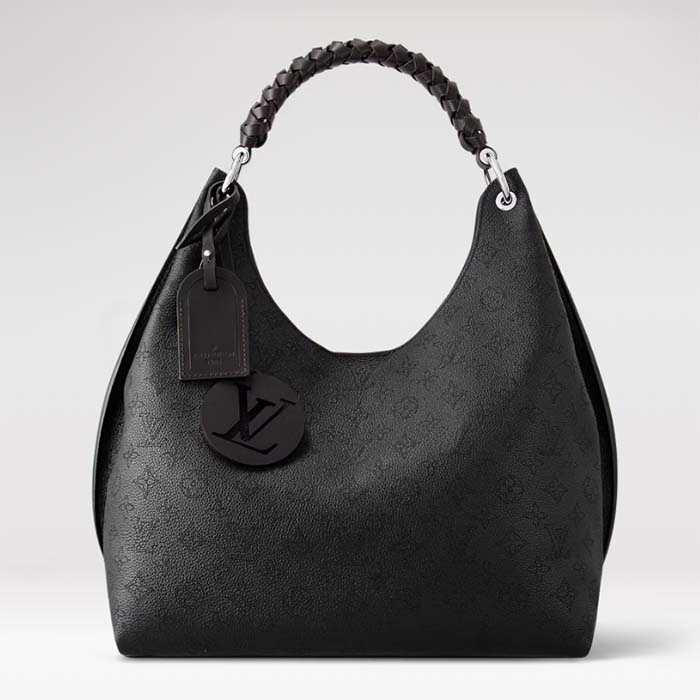 Louis Vuitton LV Women Carmel Hobo Bag Black Mahina Perforated Calf Leather