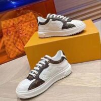Louis Vuitton Unisex LV Time Out Sneaker White Calf Leather Patent Monogram Canvas (1)