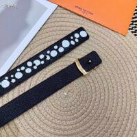 Louis Vuitton Unisex LV x YK LV Initiales 30 MM Reversible Infinity Dots Belt Black Leather (1)