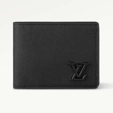 Louis Vuitton Unisex Multiple Wallet Black Grained Cowhide Leather Textile Lining