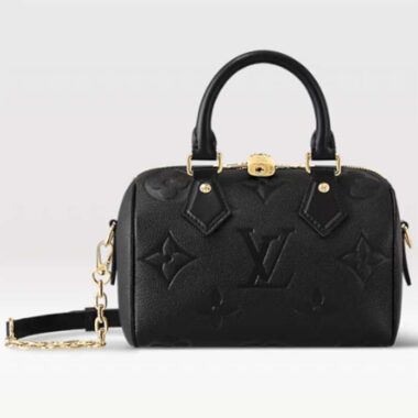 Louis Vuitton Women LV Speedy Bandoulière 20 Black Embossed Grained Cowhide Leather