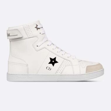 Dior Women CD Shoes Dior Star High-Top Sneaker White Calfskin Suede