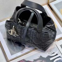 Dior Women CD Small Dior Toujours Bag Black Macrocannage Calfskin (5)