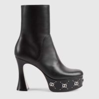 Gucci Women Platform GG Studs Black Leather Spool High 11.4 CM Heel‘ (8)