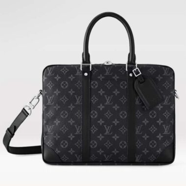 Louis Vuitton LV Uniisex Porte-Documents Voyage PM Monogram Eclipse Coated Canvas