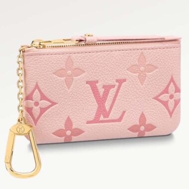 Louis Vuitton LV Women Key Pouch Pink Monogram Empreinte Embossed Supple Grained Cowhide Leather