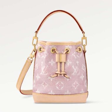 Louis Vuitton LV Women Nano Noé Bucket Bag Pink Monogram Coated Canvas Cowhide Leather