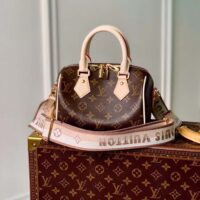 Louis Vuitton LV Women Speedy Bandoulière 20 Handbag Pink Orange Monogram Coated Canvas (1)