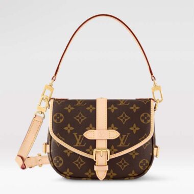 Louis Vuitton Women LV Saumur BB Monogram Coated Canvas Natural Cowhide Magnetic Closure