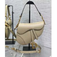 Dior Women Saddle Bag Strap Sand-Colored Grained Calfskin CD Signature Interior Back Pocket (6)