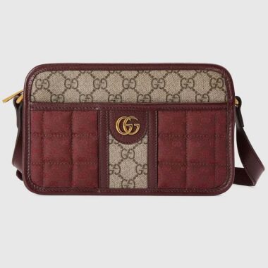 Gucci Unisex Mini GG Canvas Shoulder Bag Burgundy Quilted Beige Ebony Supreme Double G