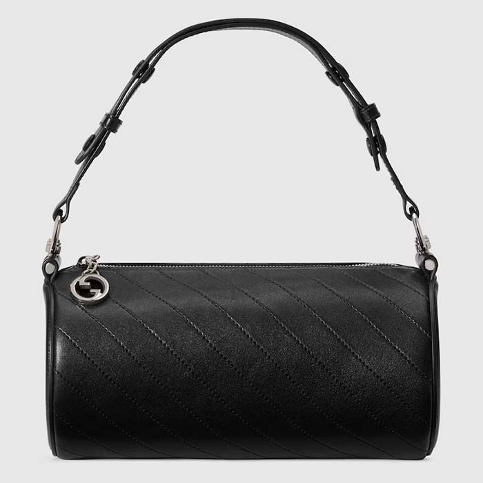 Gucci Women GG Blondie Mini Shoulder Bag Round Interlocking G Black Leather