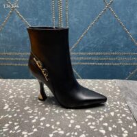 Louis Vuitton LV Women Sparkle Ankle Boot Black Lamb Leather Side Zip 9.5 CM Heel (6)