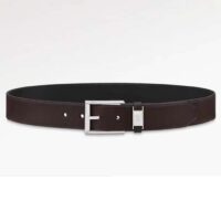 Louis Vuitton Unisex LV City Pin 35 MM Belt Brown Calf Leather Silver Color Hardware