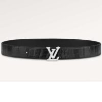 Louis Vuitton Unisex LV Heritage 35 MM Reversible Belt Black Alligator Napa Leather