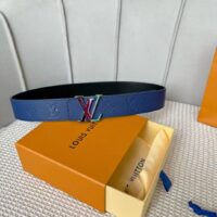 Louis Vuitton Unisex LV Initials 40 MM Reversible Belt Dark Blue Taurillon Calf Leather (6)