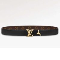 Louis Vuitton Unisex LV Pretty LV 30 MM Reversible Belt Black Brown Monogram Canvas Recto Side