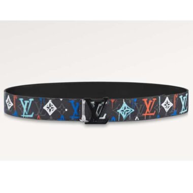 Louis Vuitton Unisex LV Shape 40 MM Reversible Belt Black Calf Leather