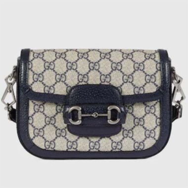 Gucci Unisex Gucci Horsebit 1955 GG Mini Bag Beige Blue GG Supreme Canvas